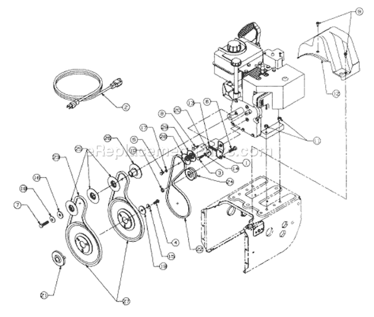 Page B Diagram and Parts List for 1996 Yard Man Snow Blower